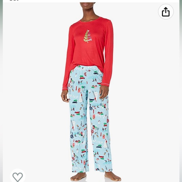 HUE Women's Printed Knit Tee and Pant 3 Piece Pajama Set - Picture 1 of 3